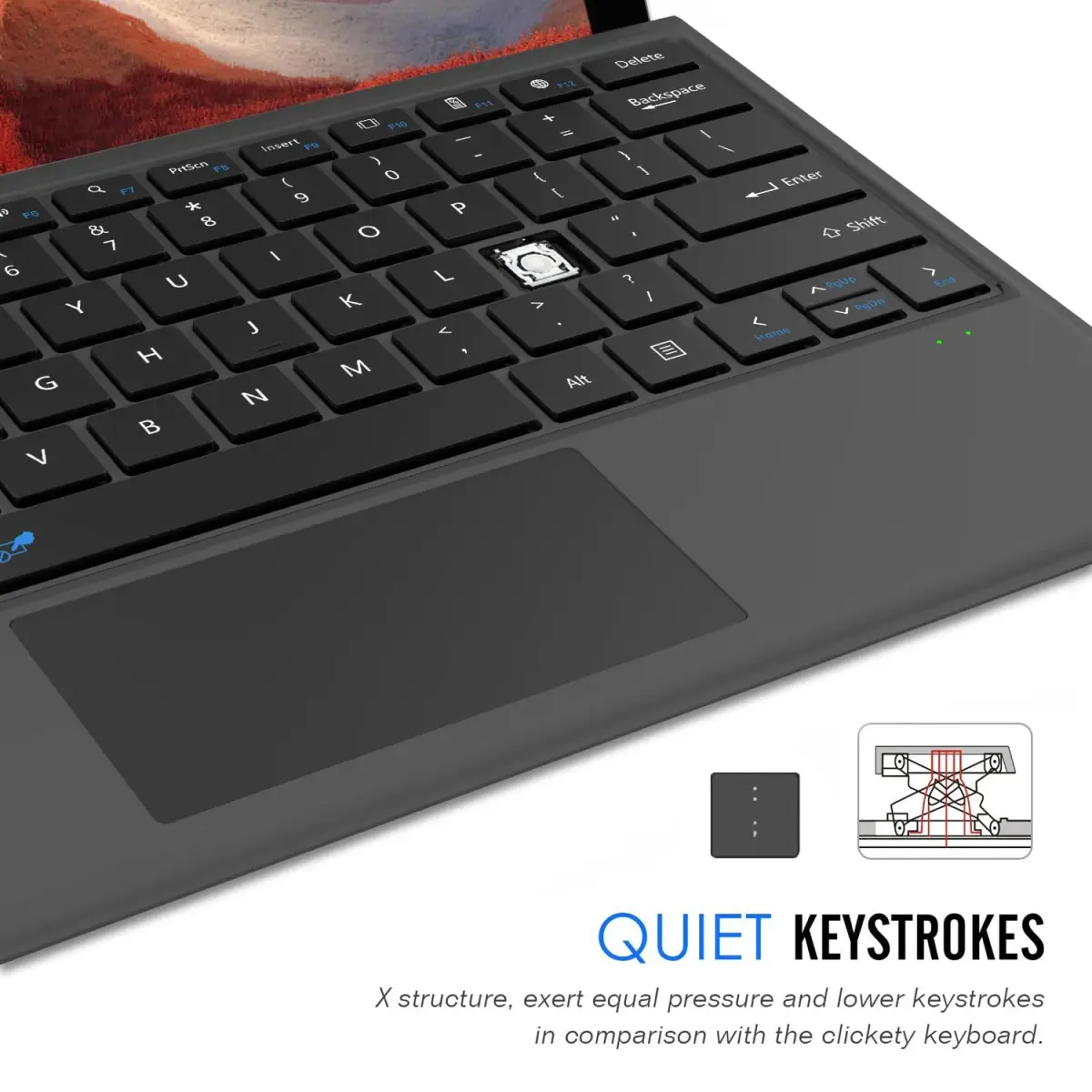 Arteck Bluetooth Keyboard for Microsoft Surface Pro 7/6/5/4/3 | Ultra-Slim Portable Wireless Keyboard with Touchpad - view 4