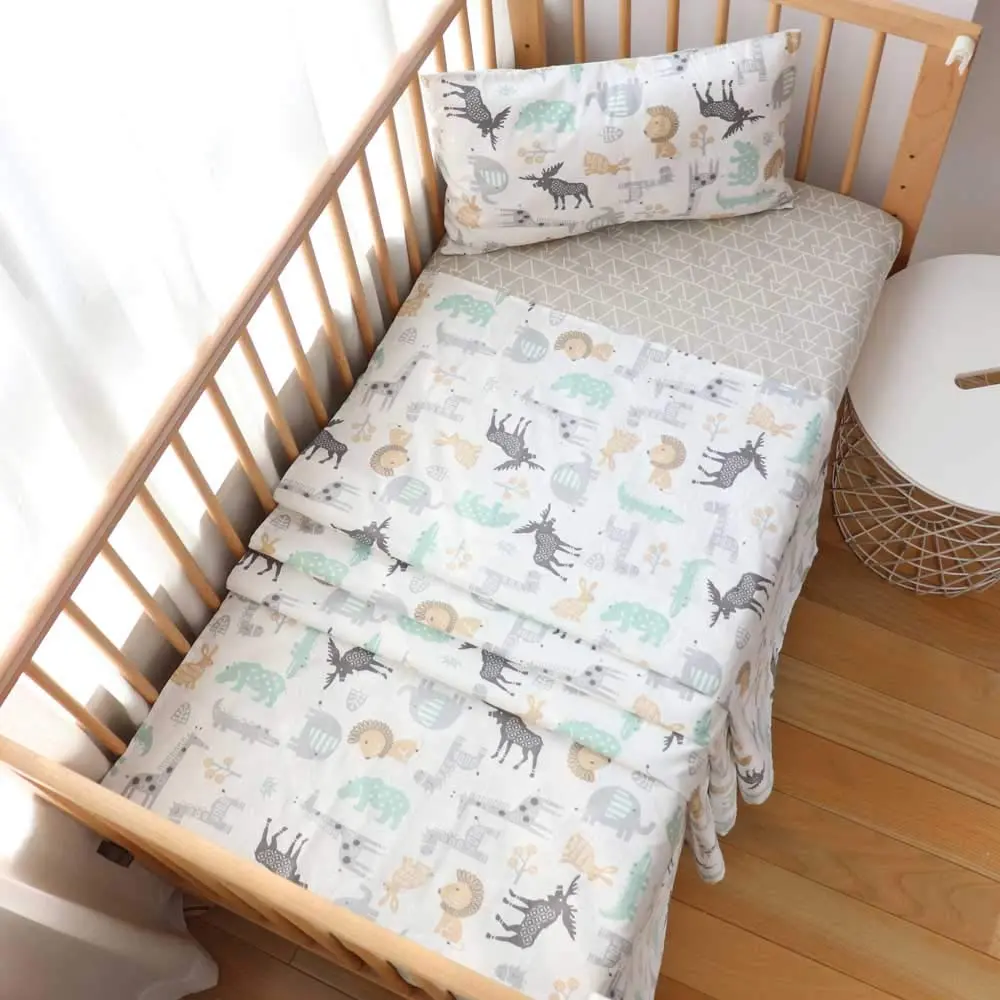 Emenpy 3Pcs Cotton Toddler Sheet Set | Crib Fitted & Flat Sheets, Pillowcase, Soft & Breathable - main product image