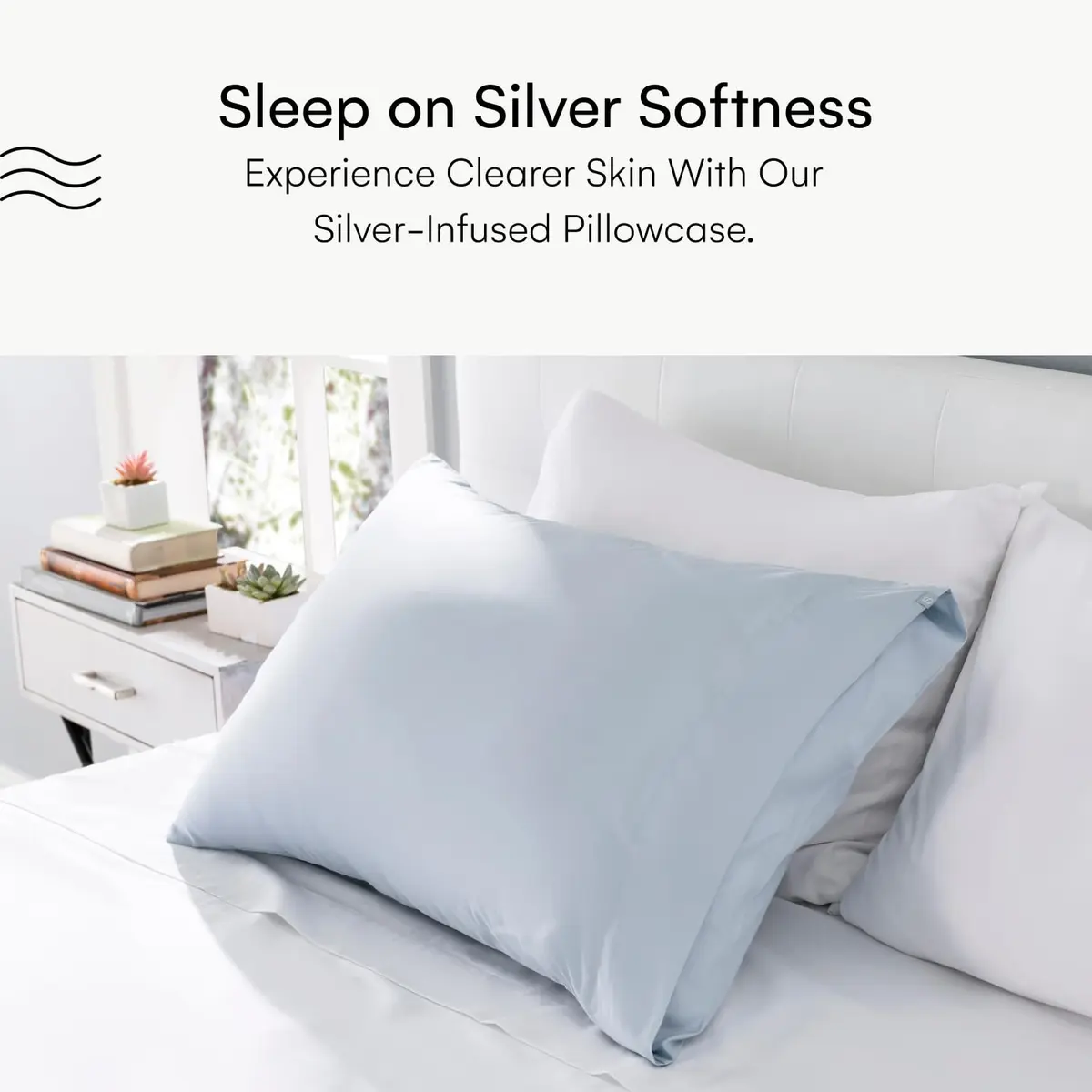 Silvon Silver Infused Pillowcase for Acne Prone Skin, Standard Sky/Blue | Organic Supima Cotton - view 2