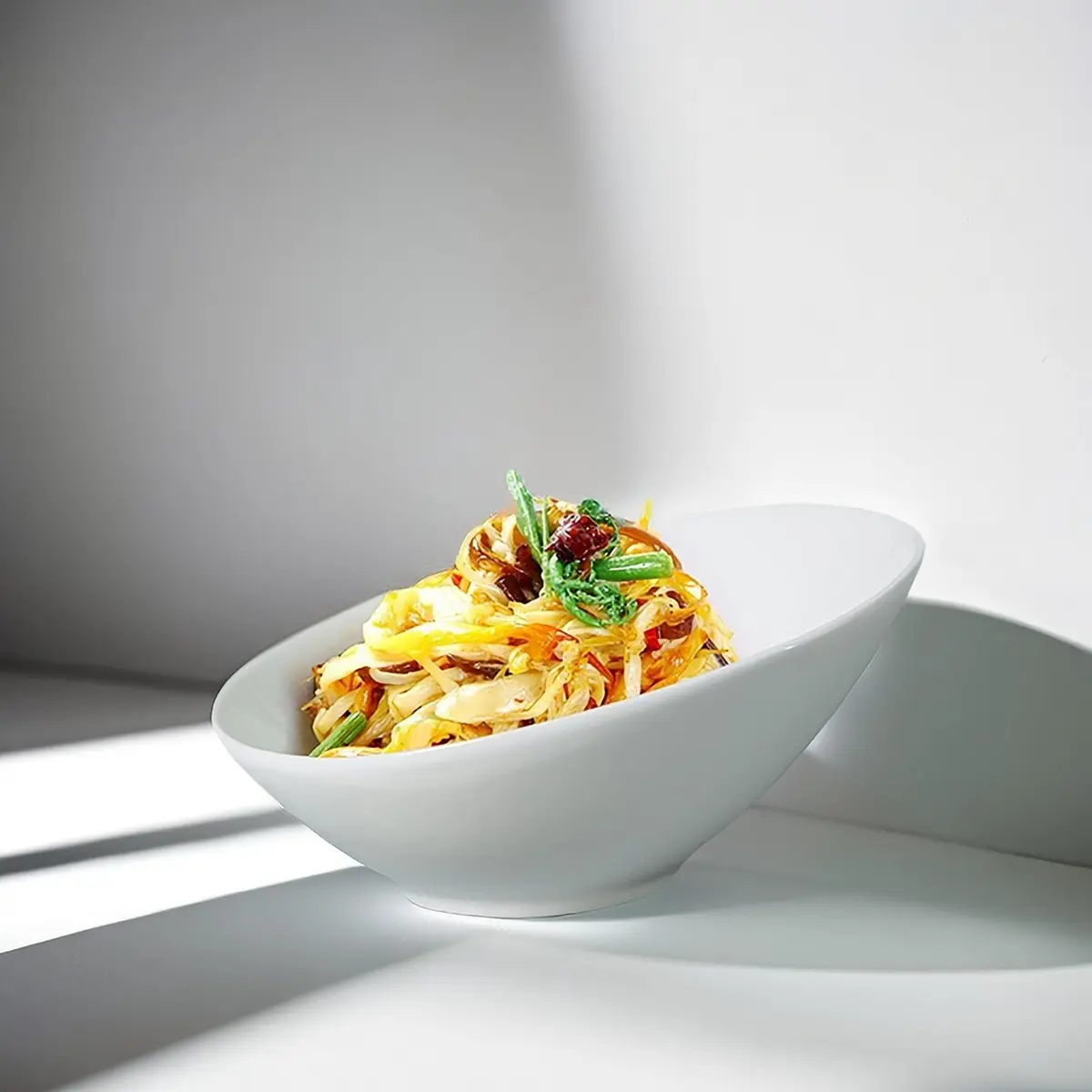Yesland 24oz White Ceramic Serving Bowls Set of 2 | Angled Salad Pasta Bowls for Kitchen & Restaurant Use - view 5