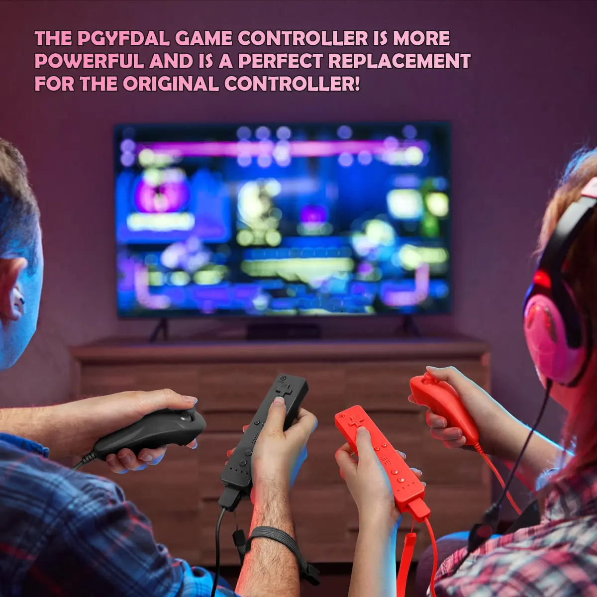 PGYFDAL Wii Remote Controller 2 Pack Black and Red | Bluetooth Wireless Gamepad with Nunchuk & Silicone Case - view 7