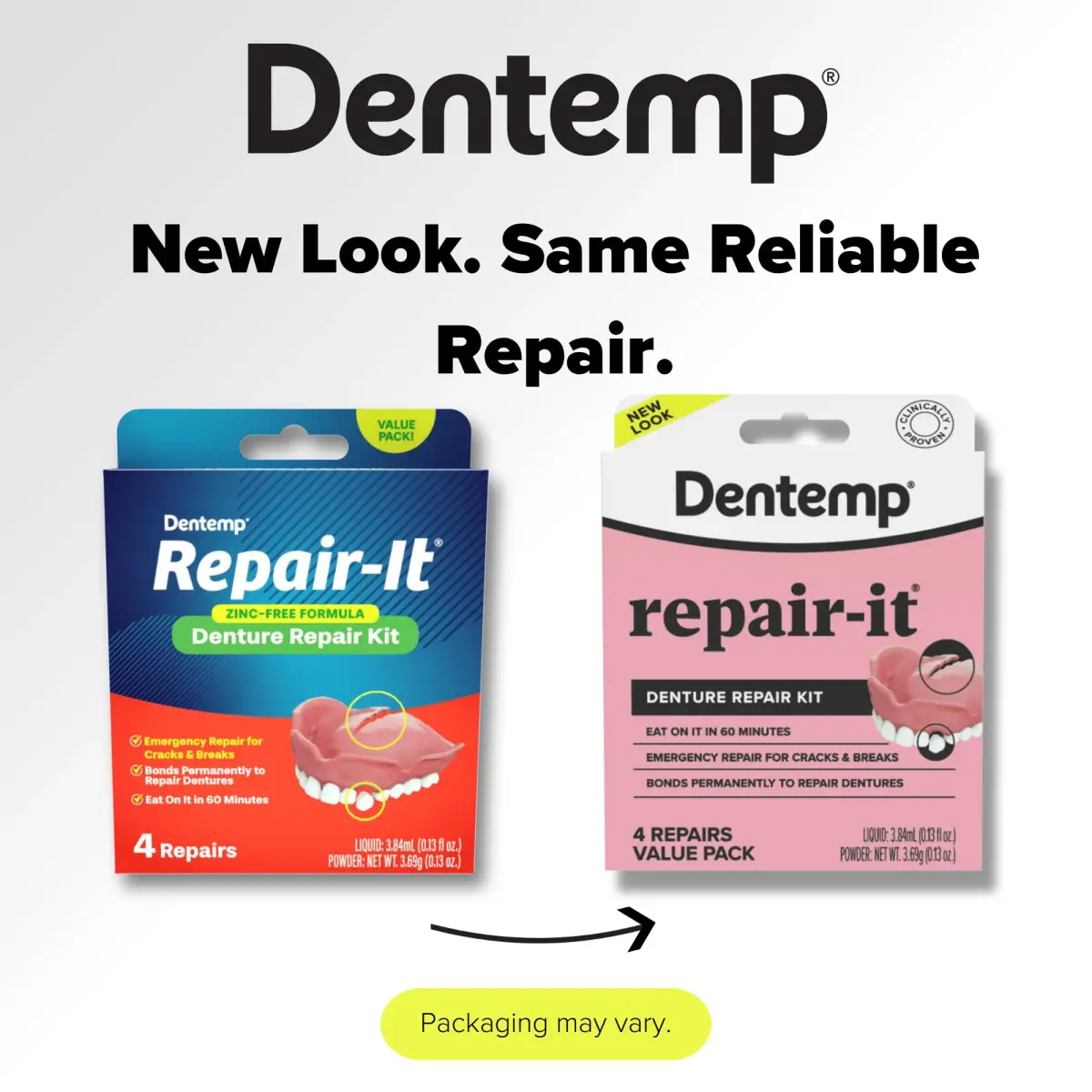 Dentemp Repair-It Advanced Formula Denture Repair Kit 2 Pack (6 Count Total) | Fix Broken Dentures, Mend Cracks, Replace Loose Teeth - view 2