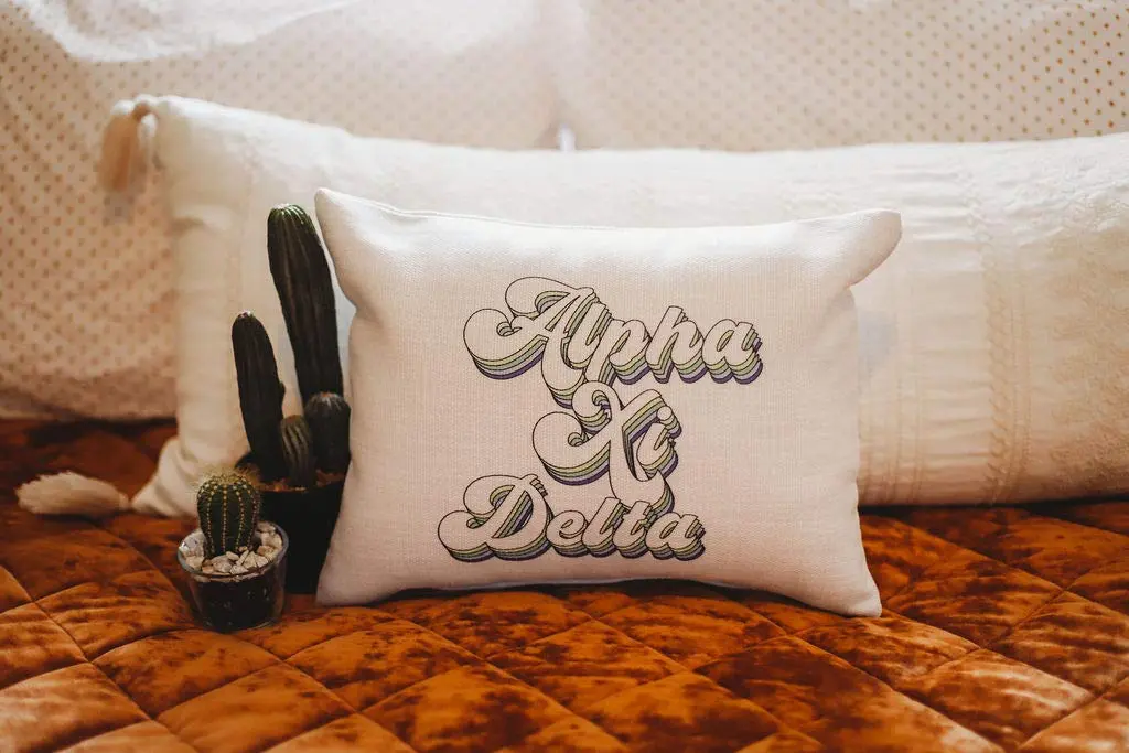 Sorority Shop Alpha Xi Delta Pillow – Retro Design, 12" x 16" Lumbar Pillow Sorority - view 2