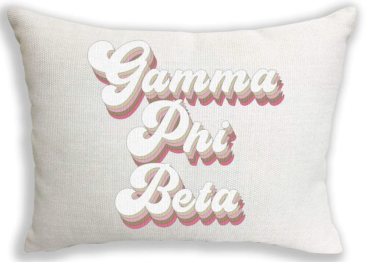 Sorority Shop Gamma Phi Beta Pillow – Retro Design, 12" x 16" Lumbar Pillow Sorority - main product image
