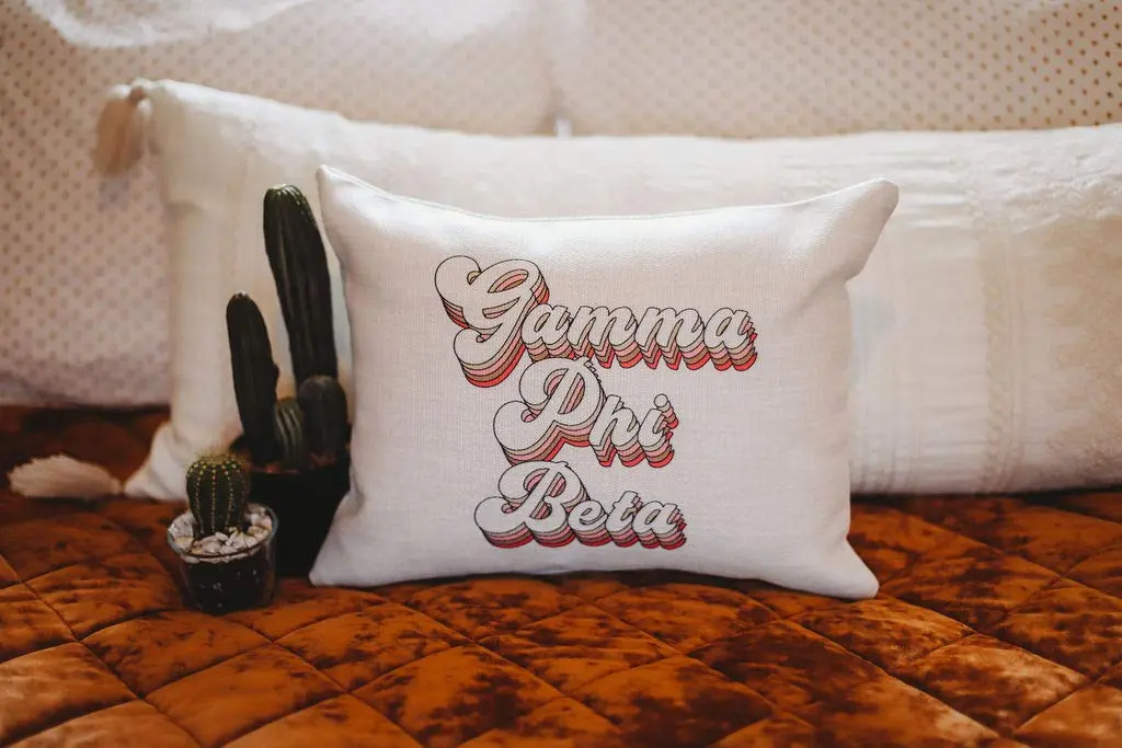 Sorority Shop Gamma Phi Beta Pillow – Retro Design, 12" x 16" Lumbar Pillow Sorority - view 2
