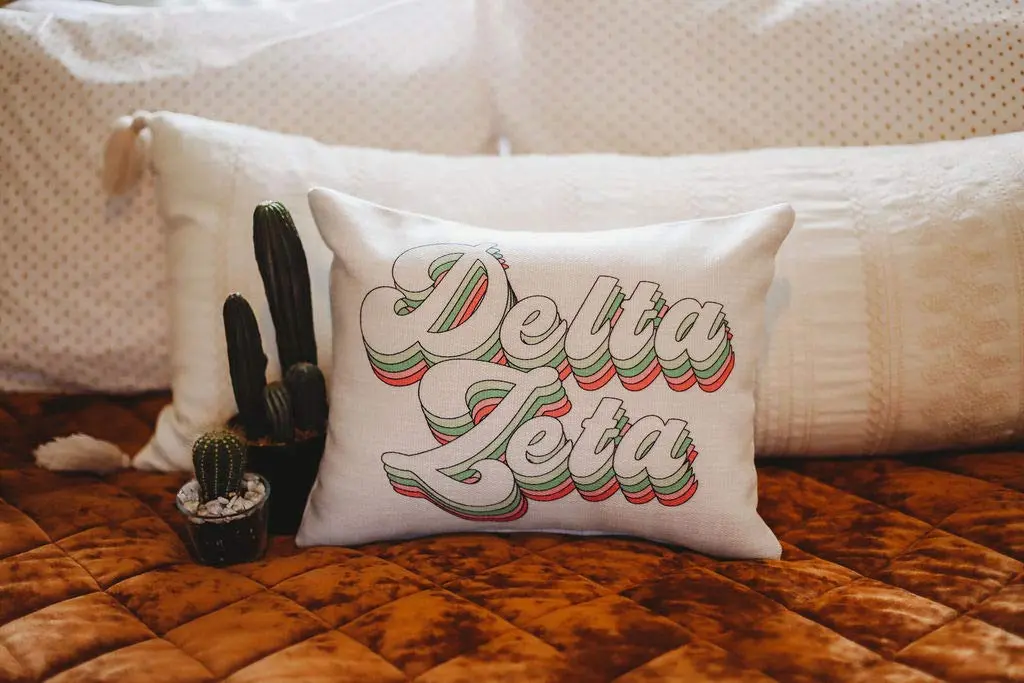 Sorority Shop Delta Zeta Pillow – Retro Design, 12" x 16" Lumbar Pillow Sorority - view 2
