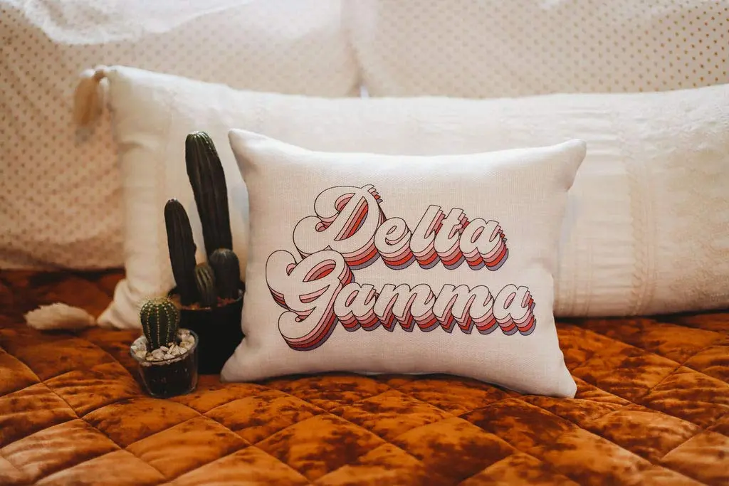 Sorority Shop Delta Gamma Lumbar Pillow 12x16 inch (30x40 cm) | Retro Design for Sisterhood Pride - view 2