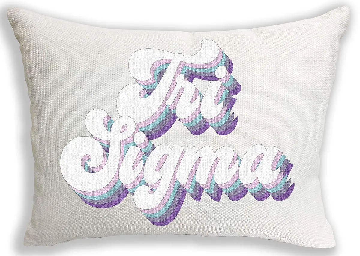 Sorority Shop Sigma Sigma Sigma Lumbar Pillow 12" x 16" (30cm x 40cm) | Retro Design - main product image