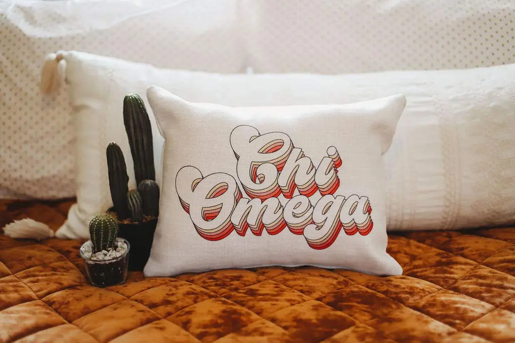 Sorority Shop Chi Omega Lumbar Pillow 12x16 inch (30x40 cm) | Retro Design for Sisterhood Pride - view 2