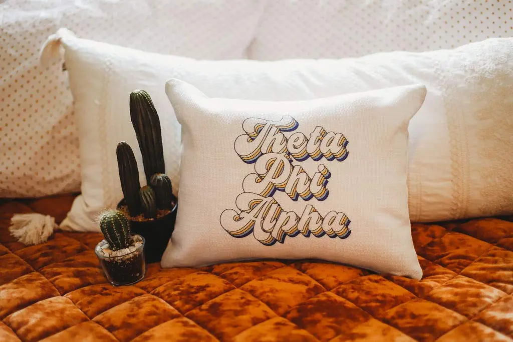 Sorority Shop Theta Phi Alpha Lumbar Pillow 12" x 16" (30cm x 40cm) | Retro Greek Letter Design - view 2