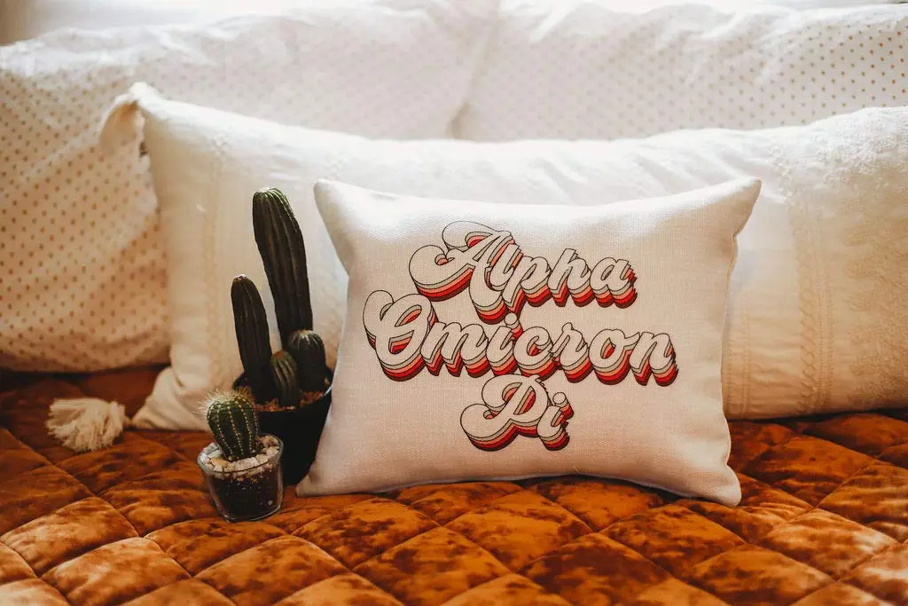 Sorority Shop Alpha Omicron Pi Pillow – Retro Design 12" x 16" Lumbar Pillow Sorority - view 2