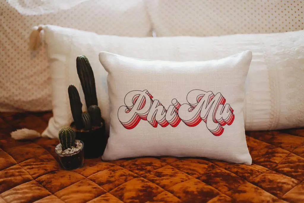 Sorority Shop Phi Mu Lumbar Pillow 12" x 16" (30cm x 40cm) | Retro Design for Sisterhood Pride - view 2