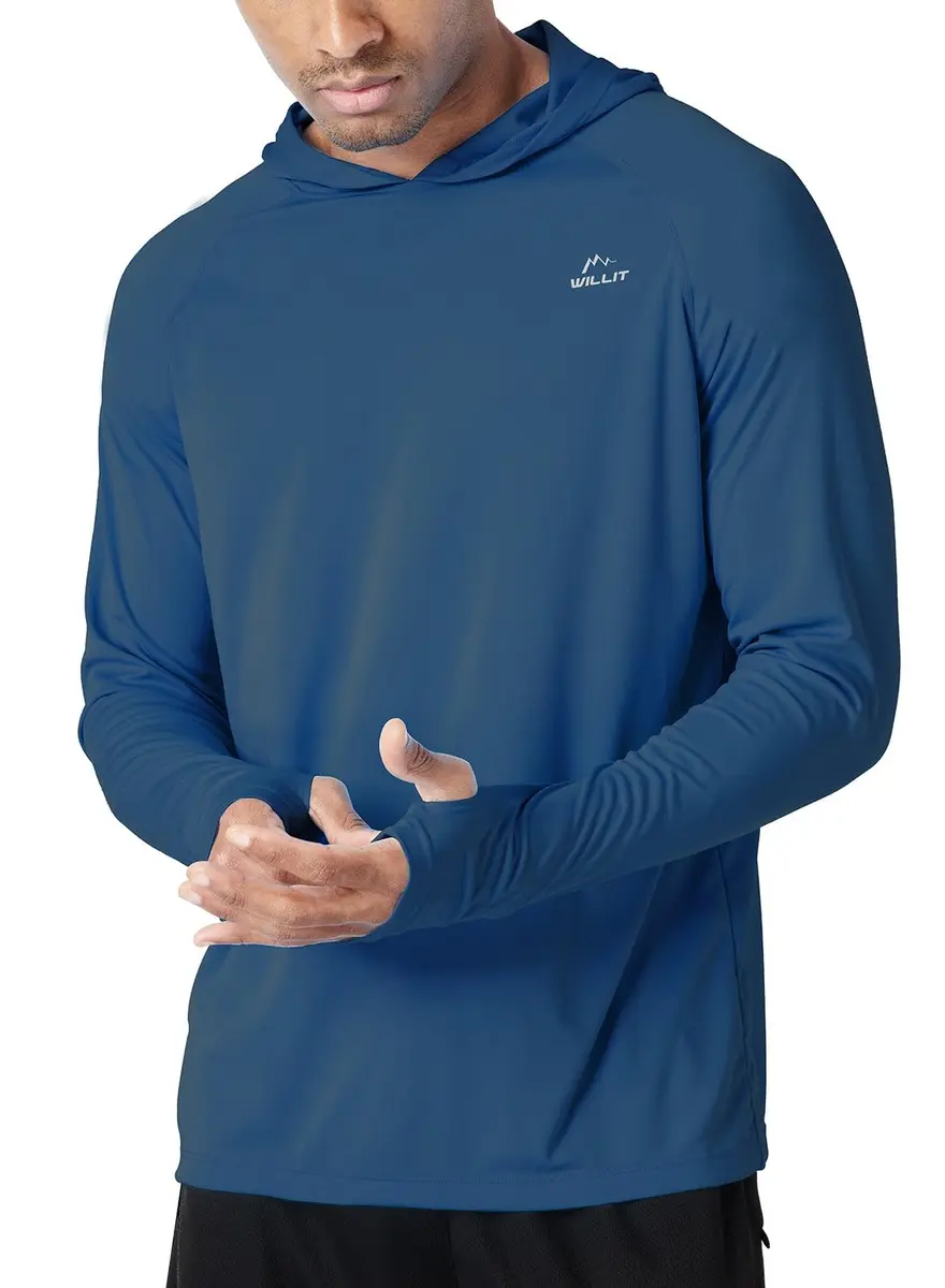 Willit Men's UPF 50+ Sun Hoodie Shirt Long Sleeve Ocean Blue L - main product image