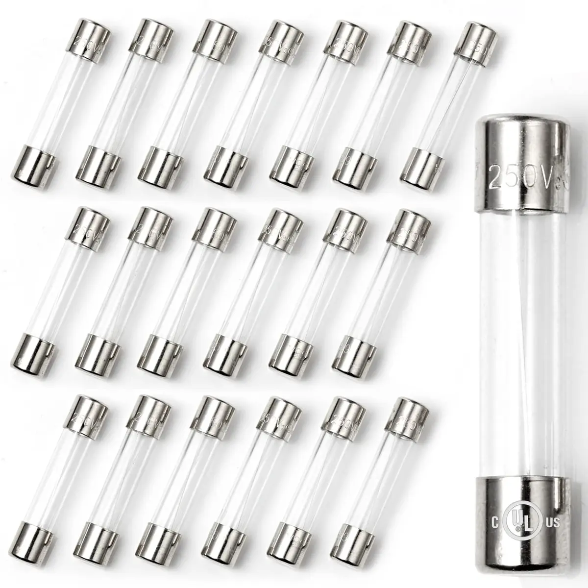 CHANZON 250V 20pcs UL Listed 6x30mm 5A Fast Blow Glass Fuses | Protects Electrical Devices - main product image