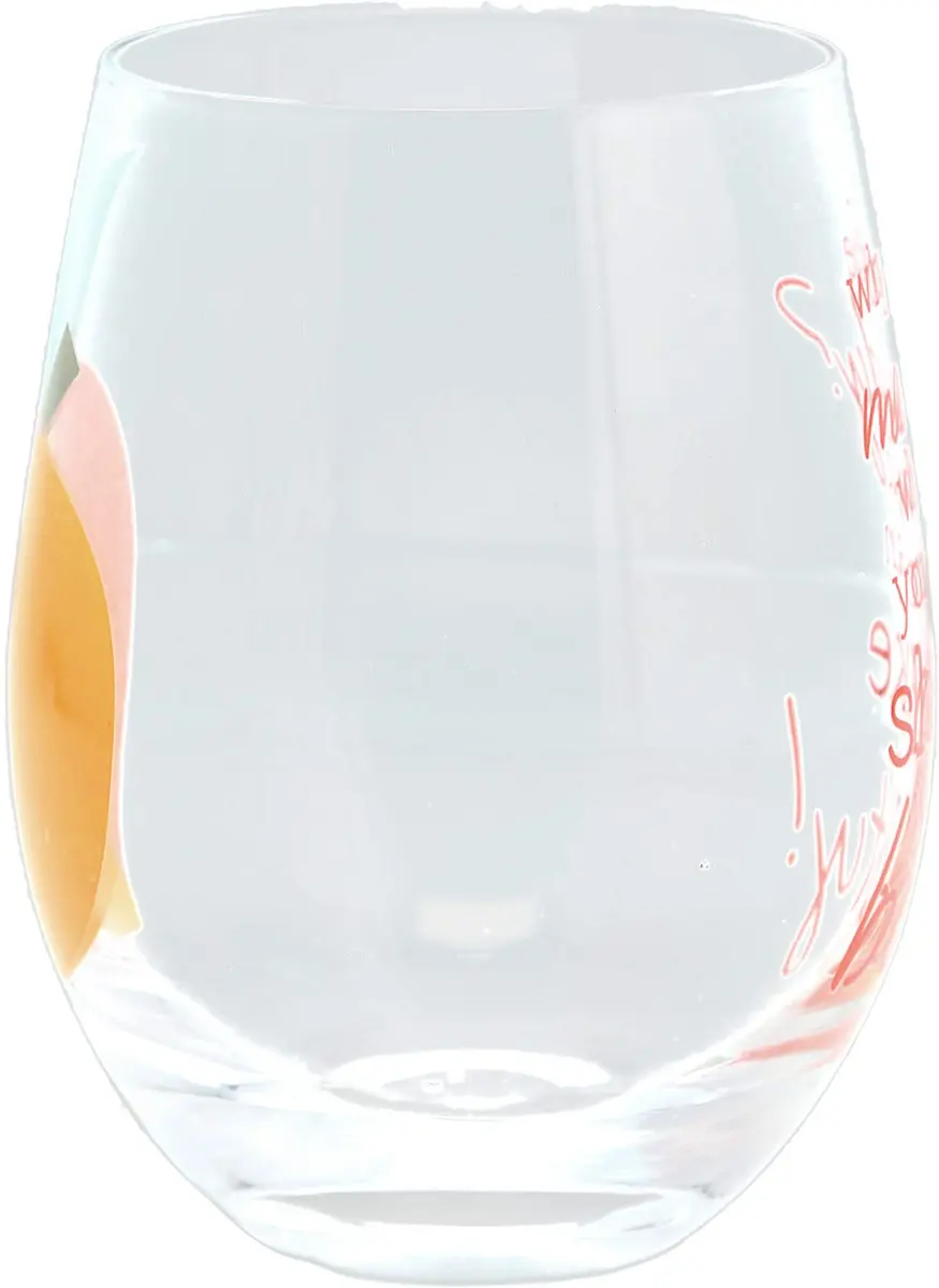 Pavilion Gift Company Why Be Moody? When You Can Shake Your Booty! Stemless Wine Glass 266ml (8.5 fl oz) | Fun Peach Patterned Drinkware - view 3
