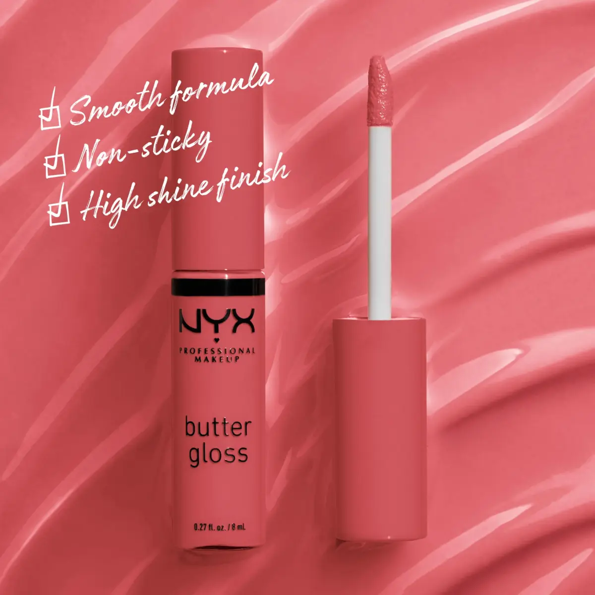 NYX PROFESSIONAL MAKEUP Butter Gloss Lip Gloss - Sorbet (Vibrant Coral) 8ml (0.27 Fl Oz) | Sheer to Medium Coverage - view 2