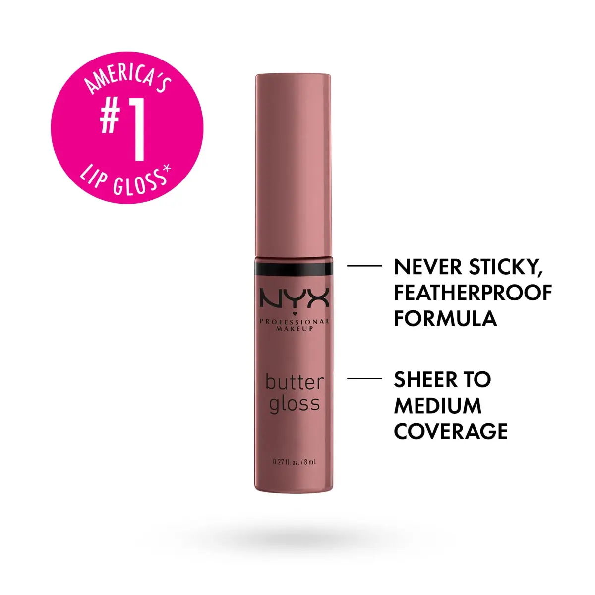 NYX PROFESSIONAL MAKEUP Butter Gloss Cinnamon Roll Lip Gloss 7.5ml (0.27 Fl Oz) | Non-Sticky & Buttery Soft - view 2