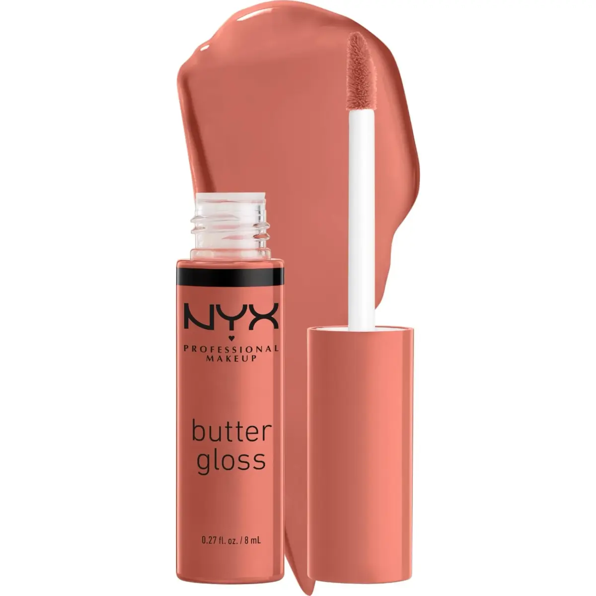 NYX PROFESSIONAL MAKEUP Butter Gloss Lip Gloss, Bit Of Honey (Peach Nude) 8ml (0.27 Fl Oz) | Non-Sticky & Silky Smooth - main product image
