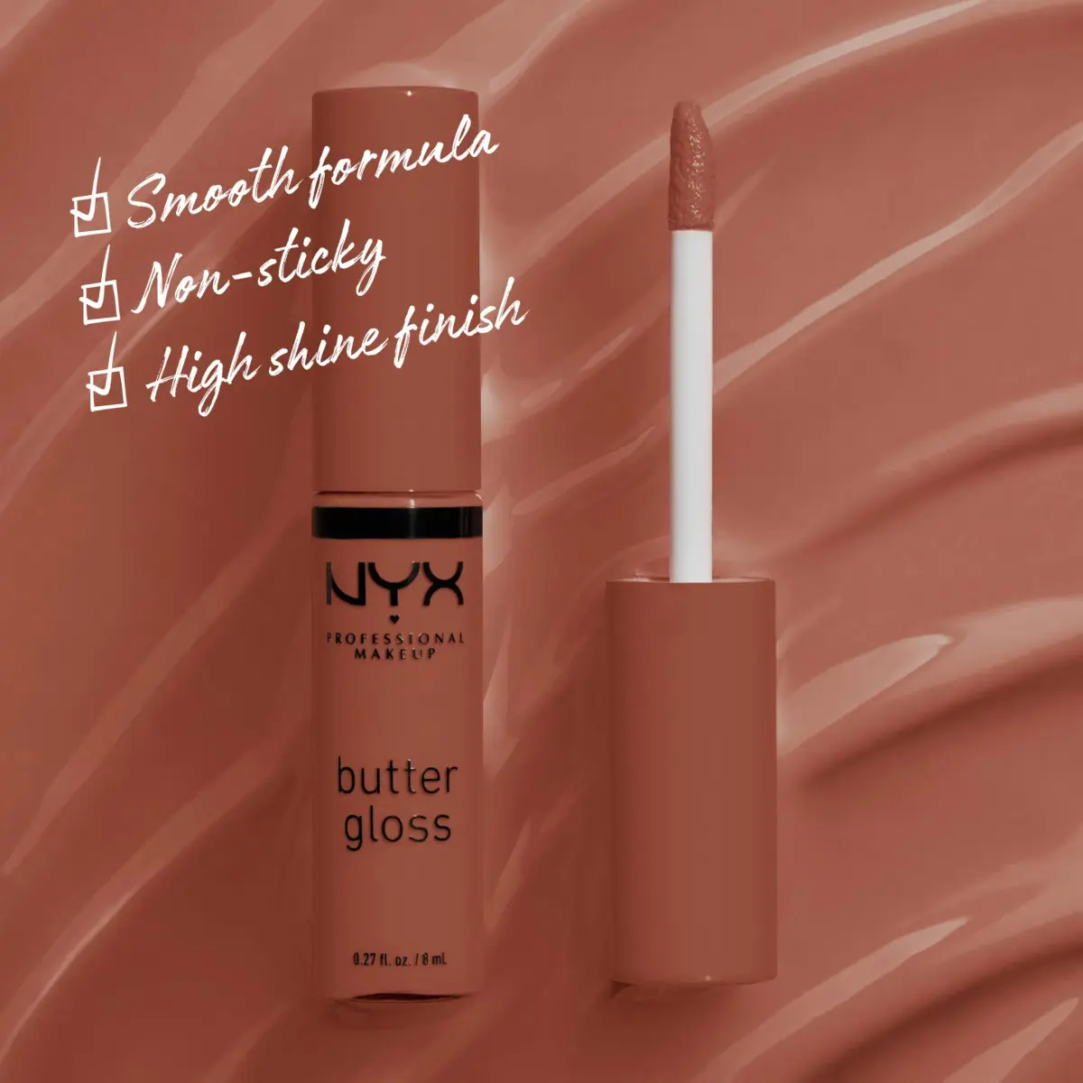 NYX PROFESSIONAL MAKEUP Butter Gloss Lip Gloss, Bit Of Honey (Peach Nude) 8ml (0.27 Fl Oz) | Non-Sticky & Silky Smooth - view 2