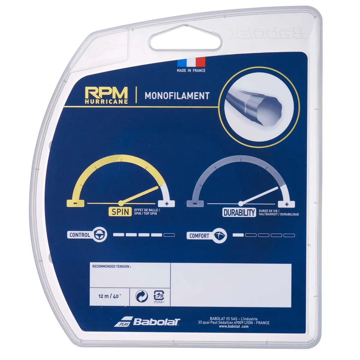Babolat RPM Hurricane 12M Tennis String Yellow | Octagonal Copolyester for Spin & Control - view 2