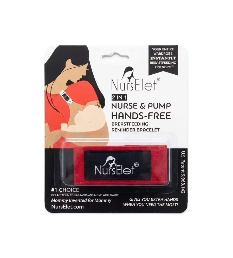NursElet Nursing Bracelet, Hands-Free Shirt Holder & Breastfeeding Reminder, Cotton Blend, One Size | Patented USA Import - main product image
