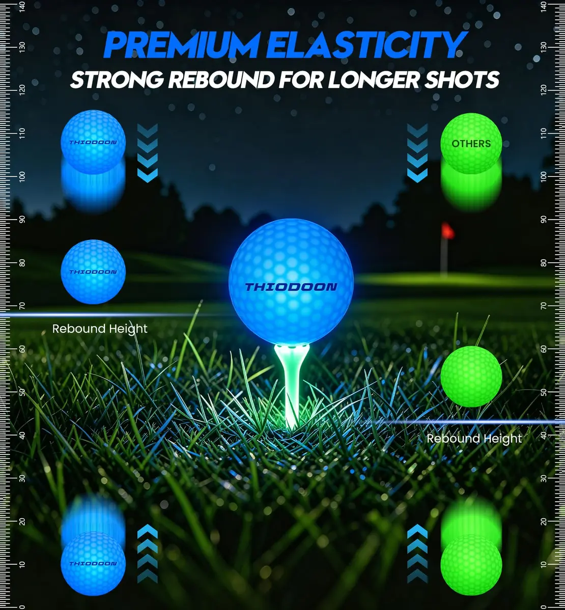 THIODOON Glow in The Dark Golf Balls Light up LED Golf Balls Night Golf Gift Sets for Men Kids Women 6 Pack (6 Colors in one) | Bright Night Play - view 5