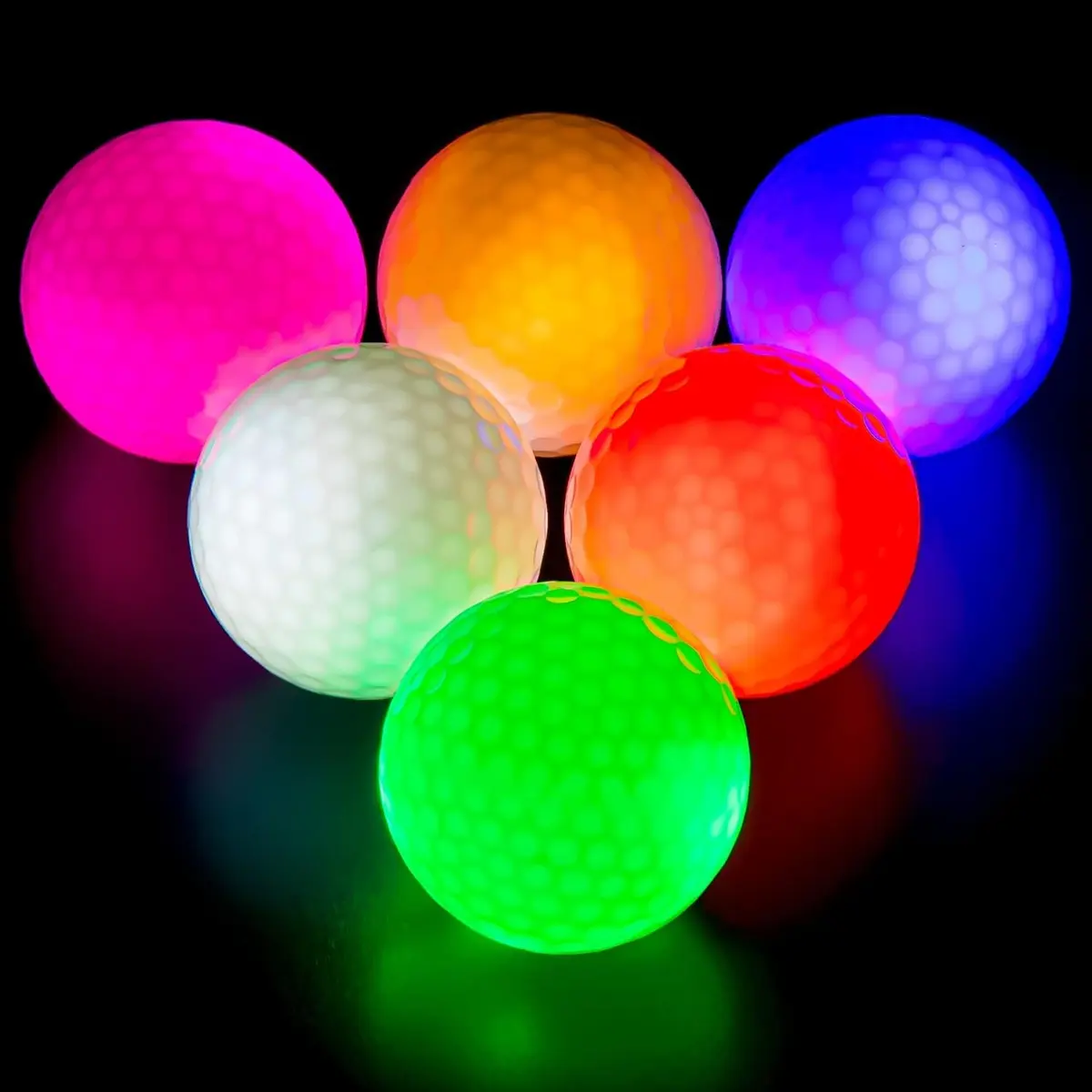 THIODOON Glow in The Dark Golf Balls Light up LED Golf Balls Night Golf Gift Sets for Men Kids Women 6 Pack (6 Colors in one) | Bright Night Play - main product image