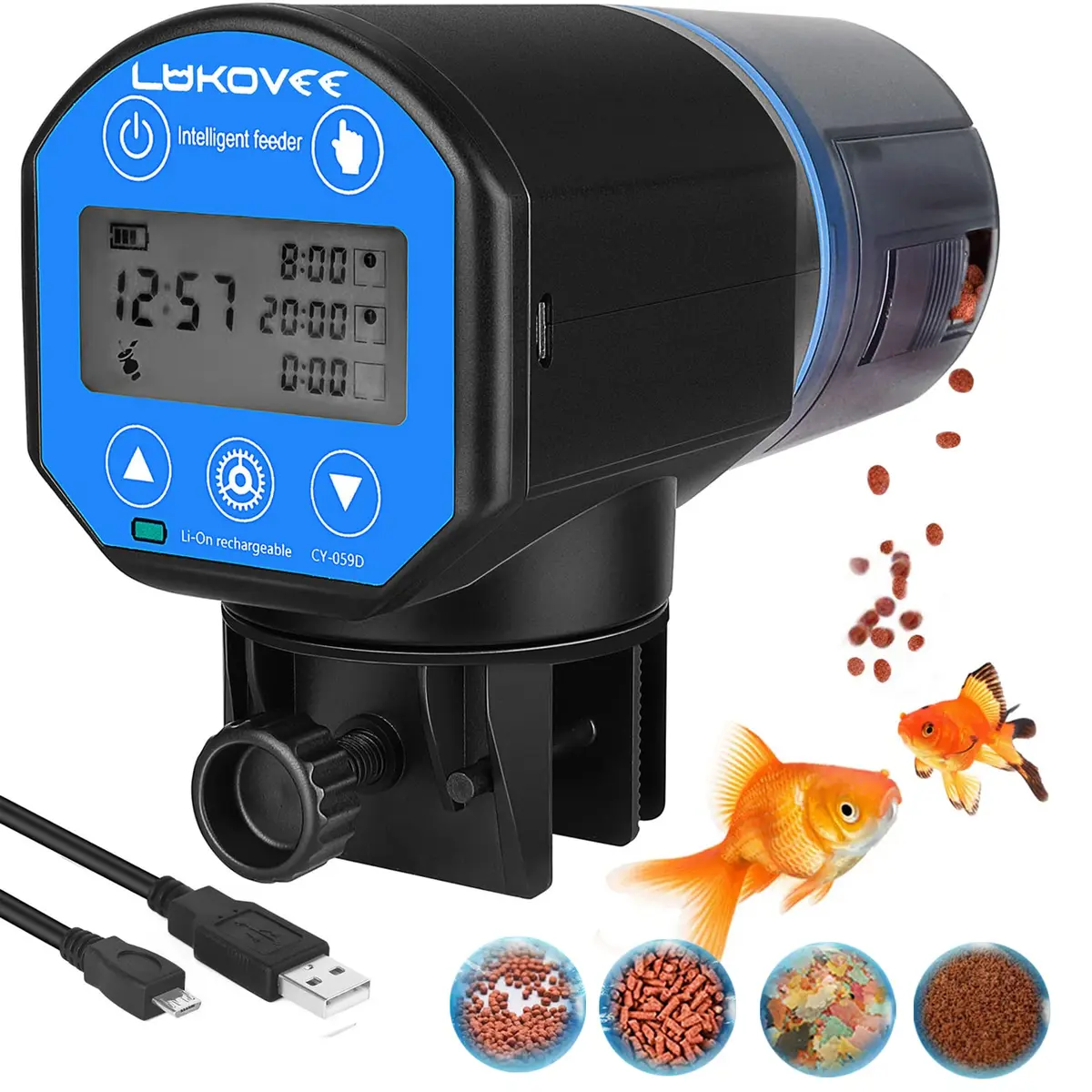 Lukovee Automatic Fish Feeder 200ML | Digital Timer, USB Rechargeable, Easy Setup for Fish & Turtles - main product image