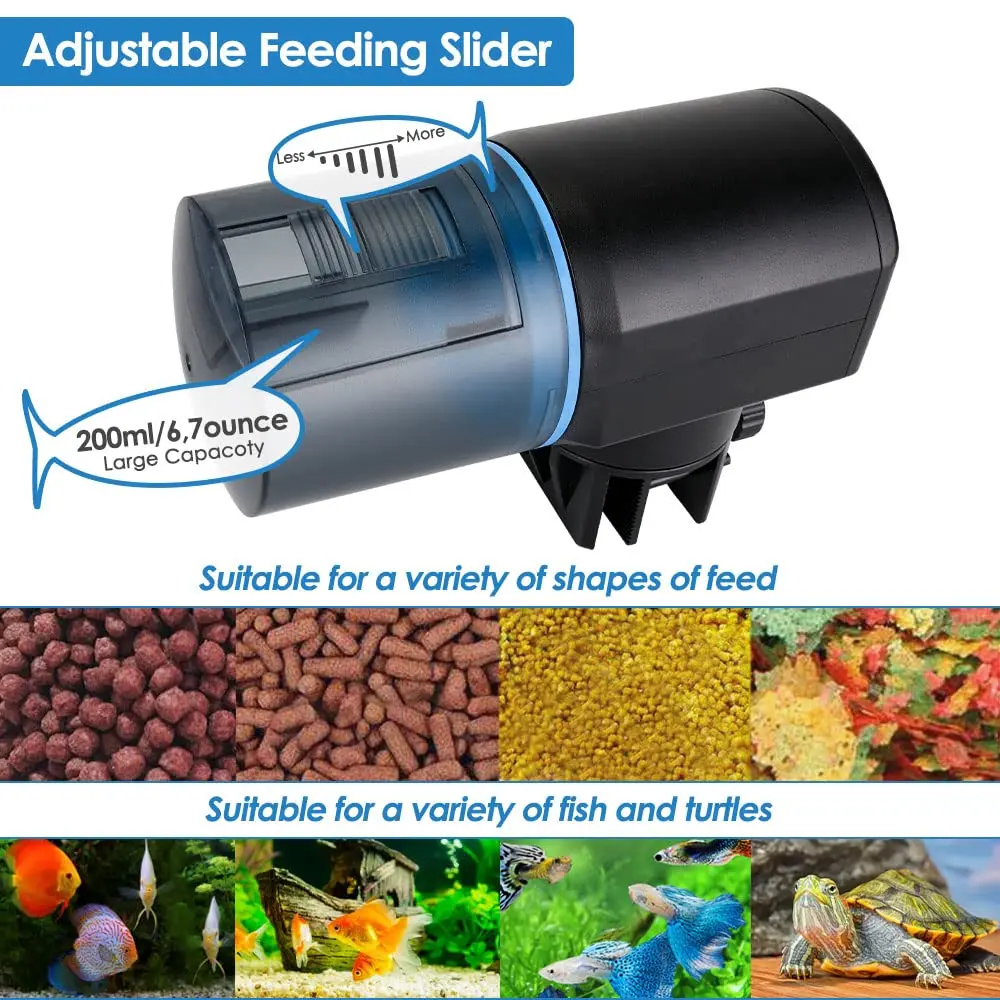 Lukovee Automatic Fish Feeder 200ML | Digital Timer, USB Rechargeable, Easy Setup for Fish & Turtles - view 4
