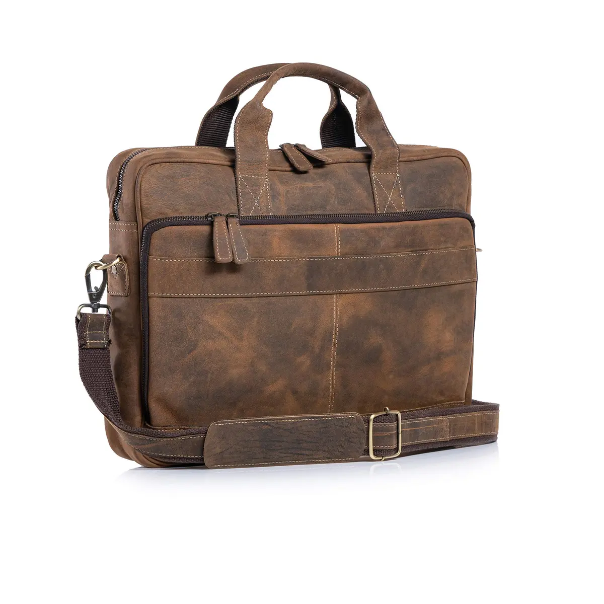 KomalC Leather Briefcase 16-inch Laptop Messenger Bag Satchel for Men & Women | Premium Buffalo Leather - main product image