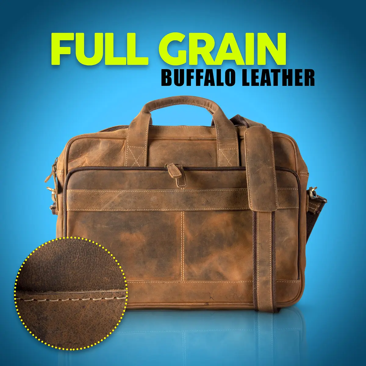KomalC Leather Briefcase 16-inch Laptop Messenger Bag Satchel for Men & Women | Premium Buffalo Leather - view 4