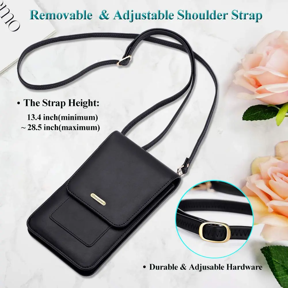 Peacocktion Small Crossbody Bag for Women | RFID Travel Wallet with Card Slots (7.2'' x 4.4'' x 1'') - view 5