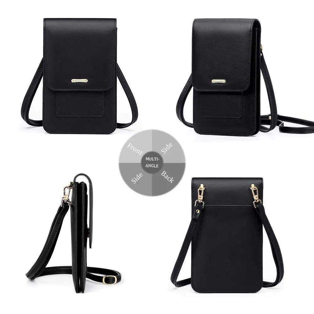 Peacocktion Small Crossbody Bag for Women | RFID Travel Wallet with Card Slots (7.2'' x 4.4'' x 1'') - view 6