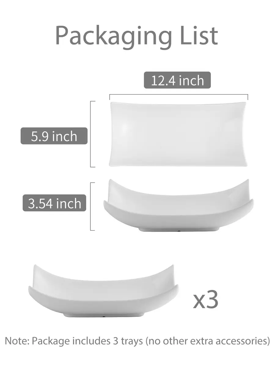 LAUCHUH Porcelain Serving Platter Set of 3 | 31.5 cm (12.4 in) Curved Decorative Bowl Serving Trays for Appetizers & Entrees - view 2