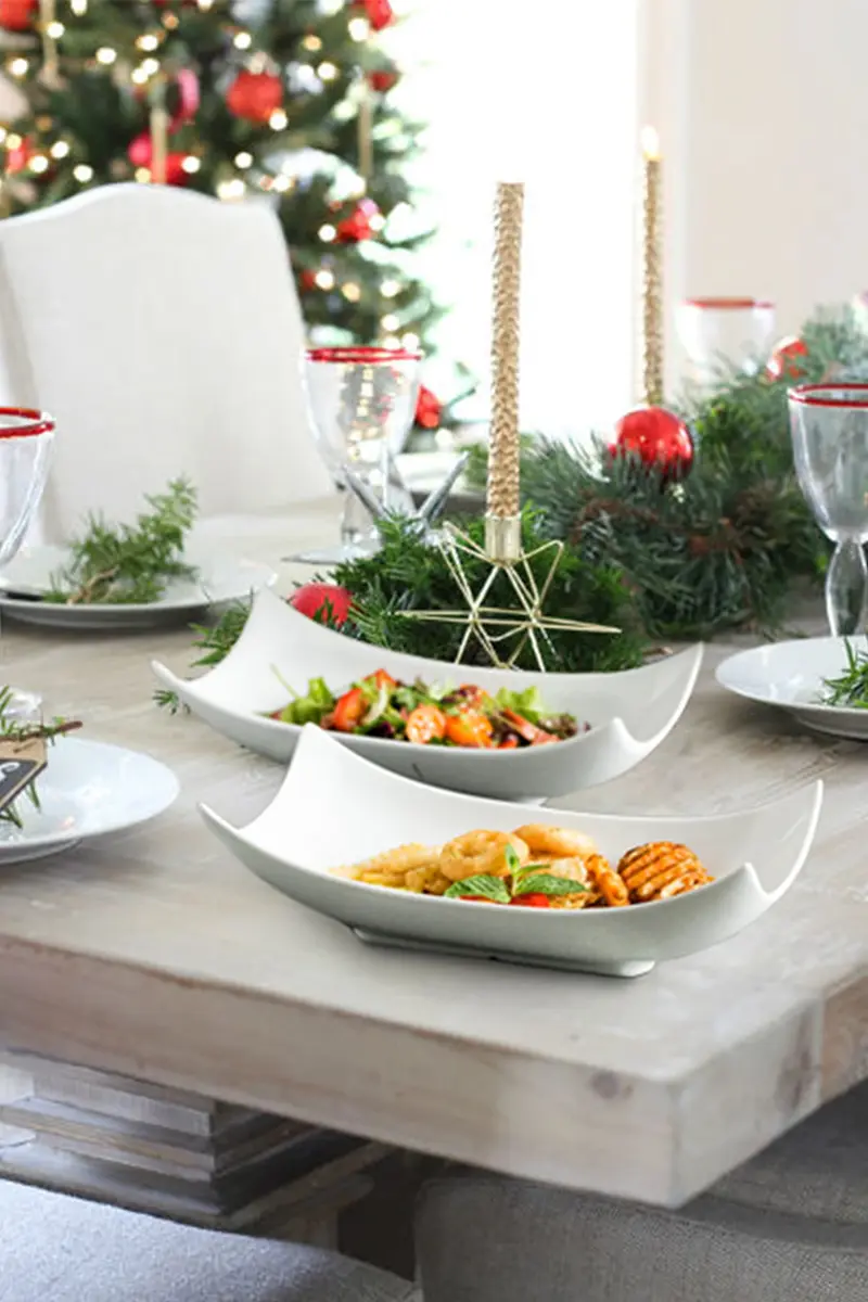 LAUCHUH Porcelain Serving Platter Set of 3 | 31.5 cm (12.4 in) Curved Decorative Bowl Serving Trays for Appetizers & Entrees - view 3