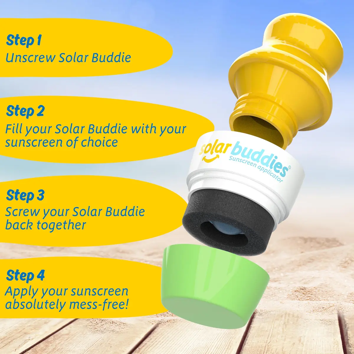 Solar Buddies Sunscreen Applicator - Green, 100ml (3.4 Fl Oz) | Refillable Roll-On Sponge for Kids & Adults - view 4
