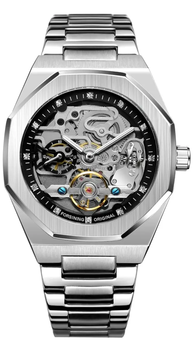 FANMIS Men's Skeleton Automatic Watch with Stainless Steel Bracelet | 45mm Case, 30M Water Resistant - main product image