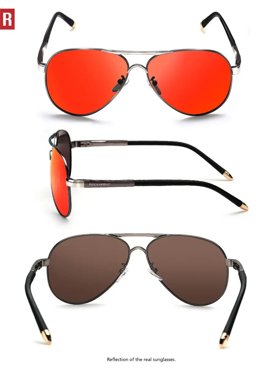 ROCKNIGHT Polarized Aviator Sunglasses Men Women UV400 Metal Frame Driving | Lightweight Metal Frame with Adjustable Nose Pads - view 5