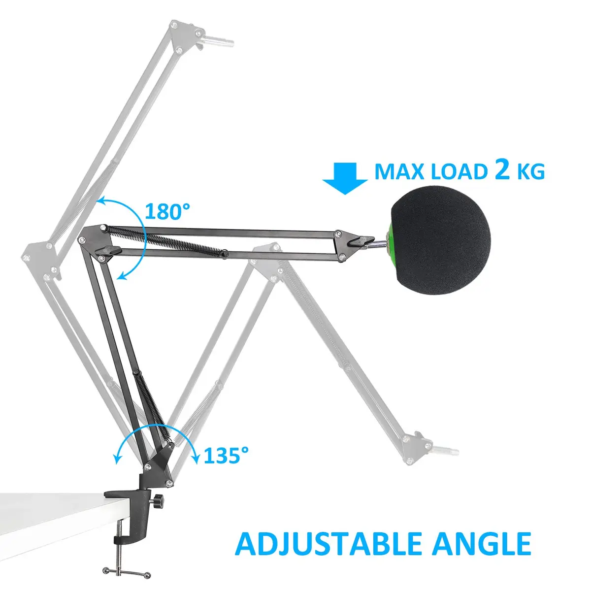 SUNMON Microphone Stand with Foam Windscreen for Blue Snowball | Adjustable, Stable & Easy to Use - view 3