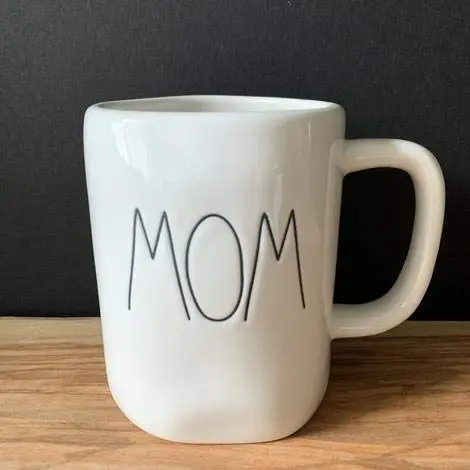 Rae Dunn MOM Mug - Ceramic 355ml (12 fl Oz) | Hand-Painted Daisy Design - view 2