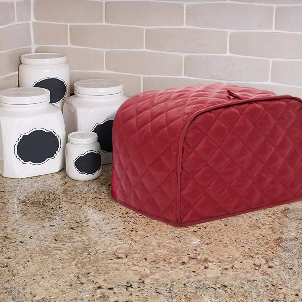 JOONOR Polyester Quilted Toaster Cover for Two Slice Toaster | Dust & Fingerprint Protection, Machine Washable, Red - view 3