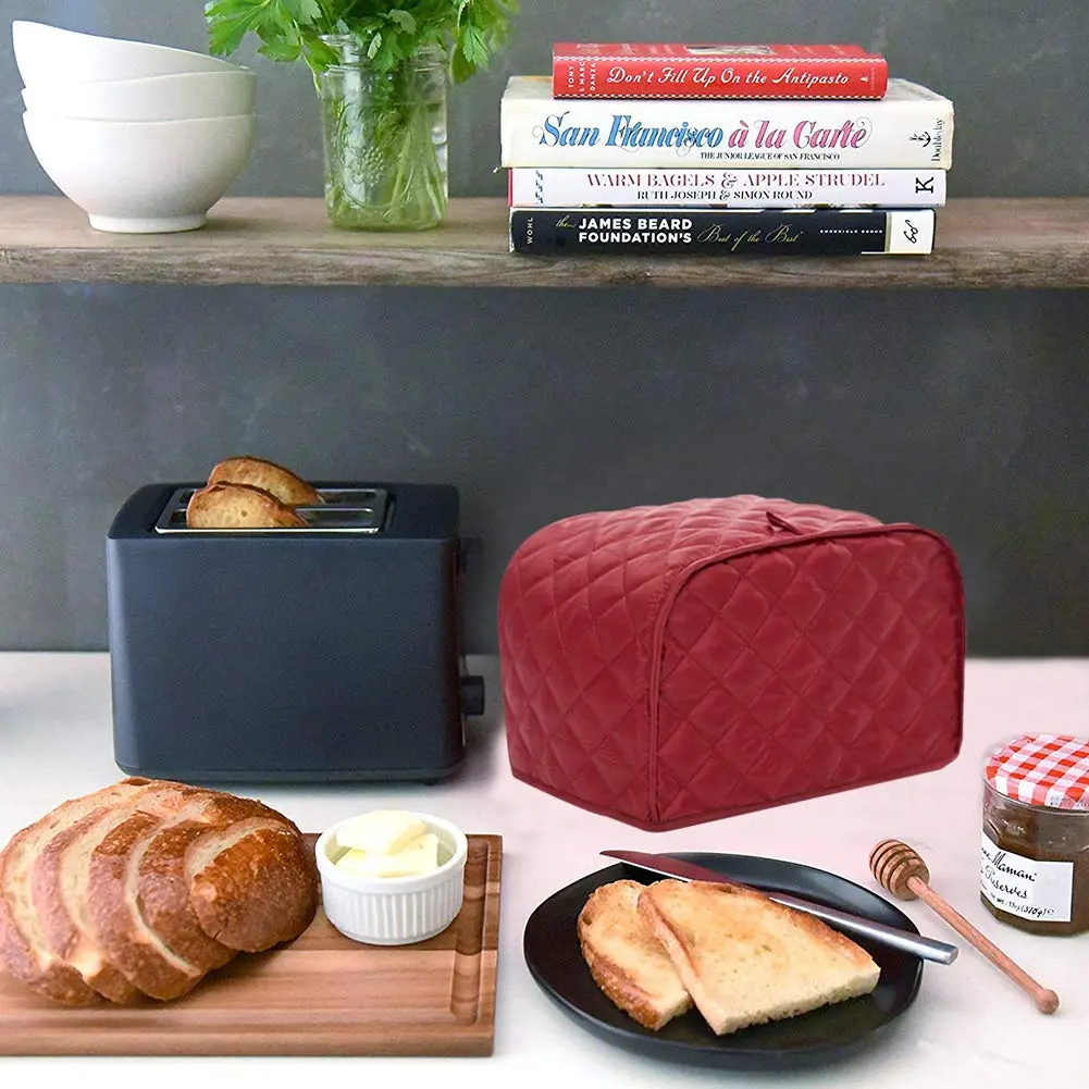 JOONOR Polyester Quilted Toaster Cover for Two Slice Toaster | Dust & Fingerprint Protection, Machine Washable, Red - view 4