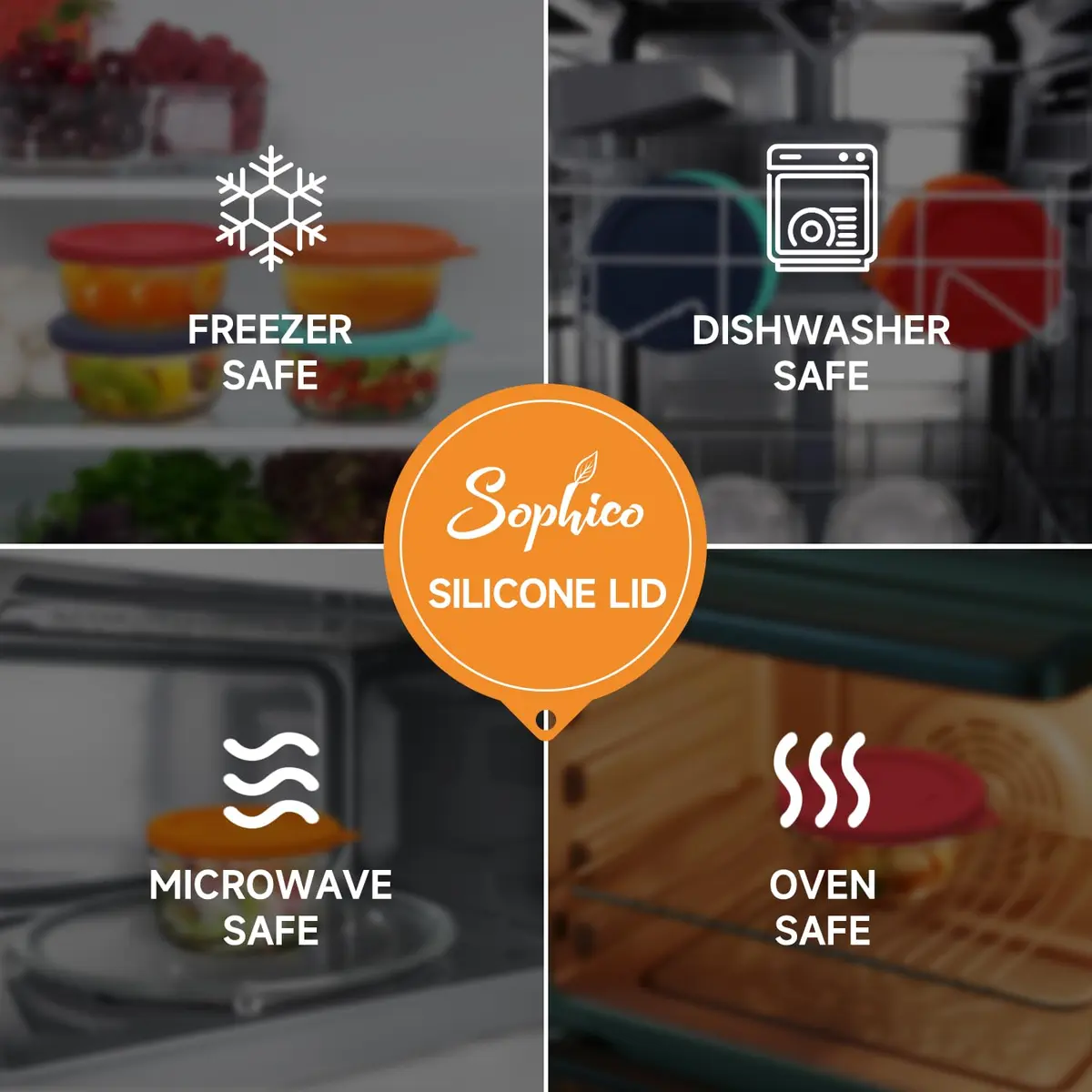 SOPHICO 2 Cup Silicone Lids Replacement for Pyrex & Anchor Hocking | Leakproof, Airtight, Dishwasher Safe - view 5