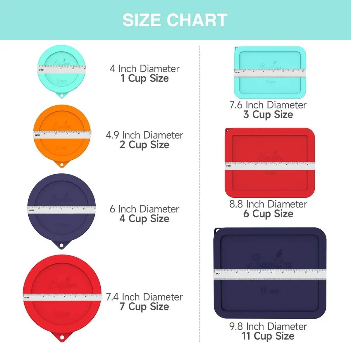 SOPHICO 2 Cup Silicone Lids Replacement for Pyrex & Anchor Hocking | Leakproof, Airtight, Dishwasher Safe - view 7