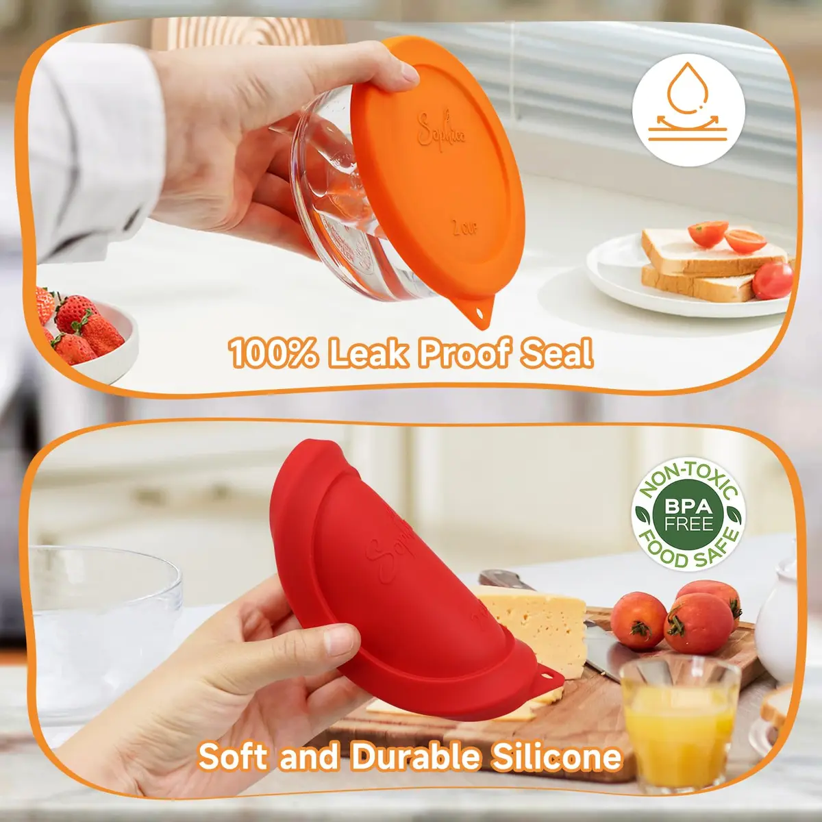 SOPHICO 2 Cup Silicone Lids Replacement for Pyrex & Anchor Hocking | Leakproof, Airtight, Dishwasher Safe - view 4