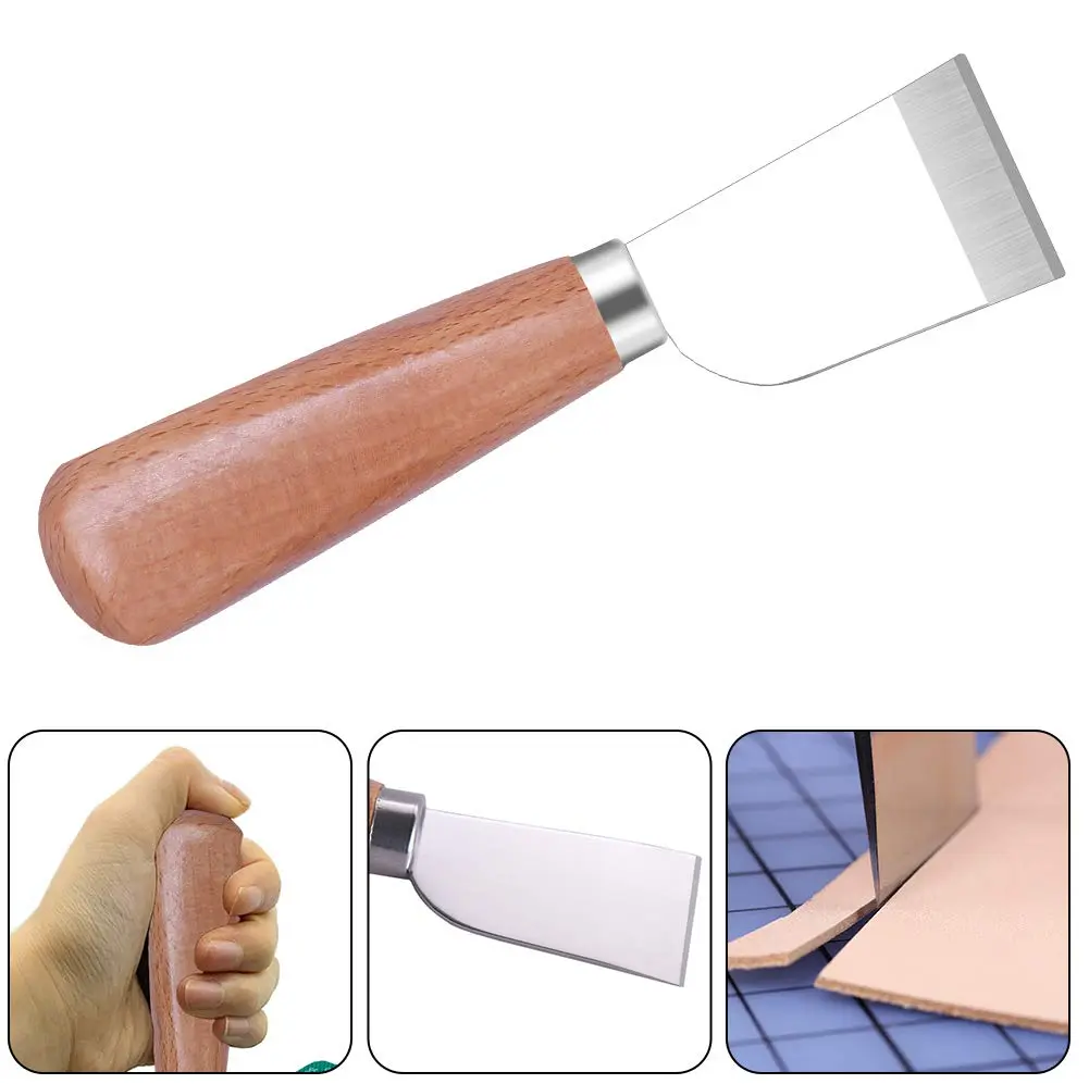 QMNNMA Leather Knife with Wooden Handle | Precision Leather Skiving Tool for DIY & Crafts - view 4