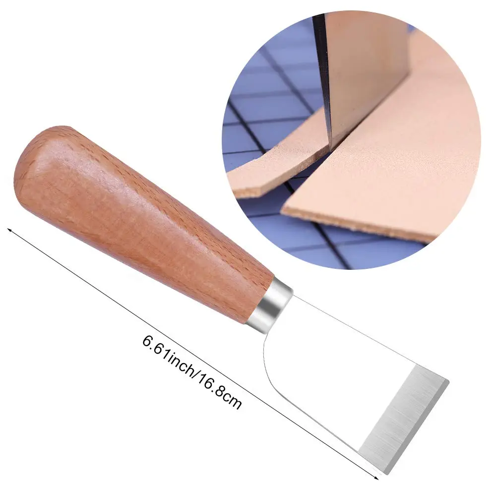 QMNNMA Leather Knife with Wooden Handle | Precision Leather Skiving Tool for DIY & Crafts - view 5