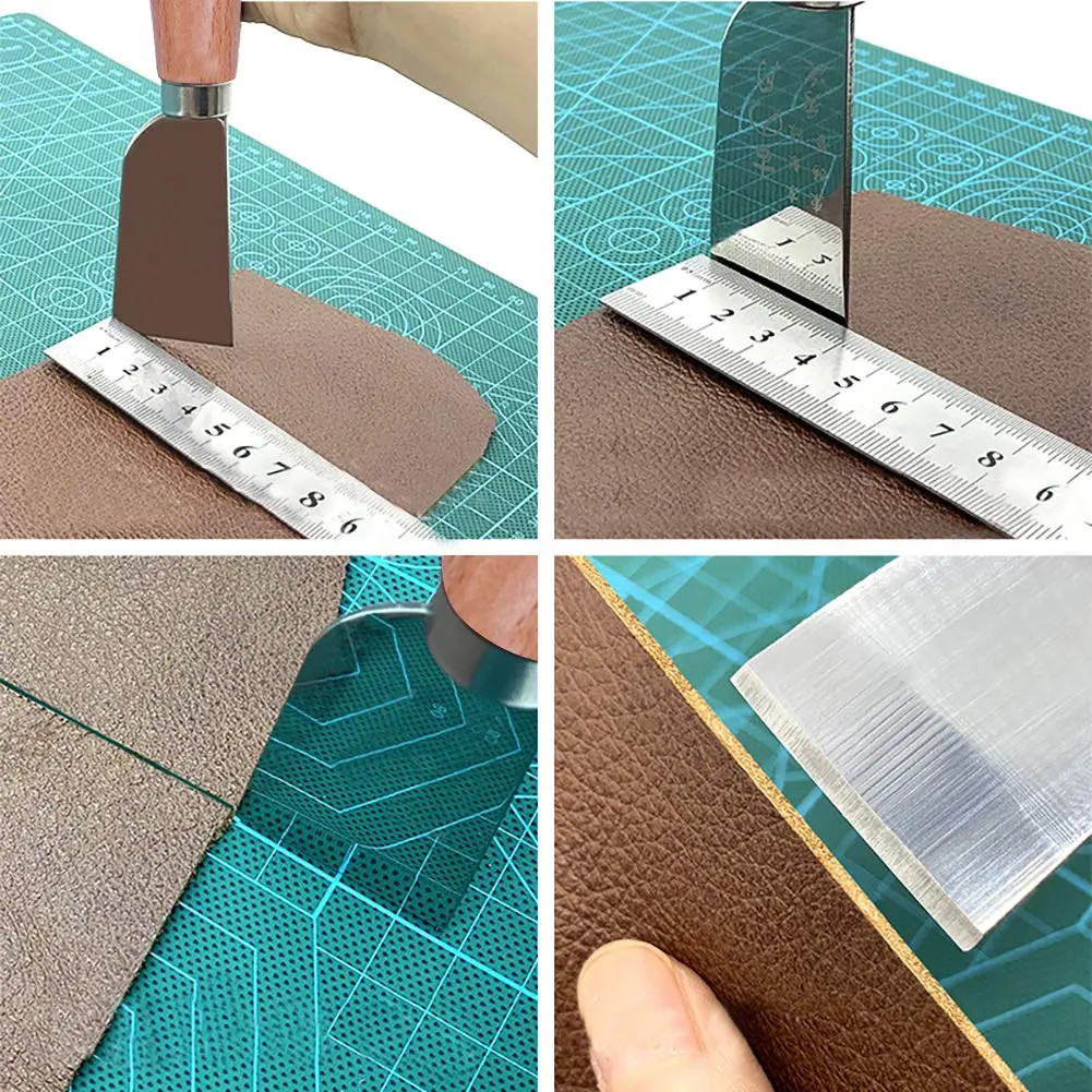 QMNNMA Leather Knife with Wooden Handle | Precision Leather Skiving Tool for DIY & Crafts - view 2
