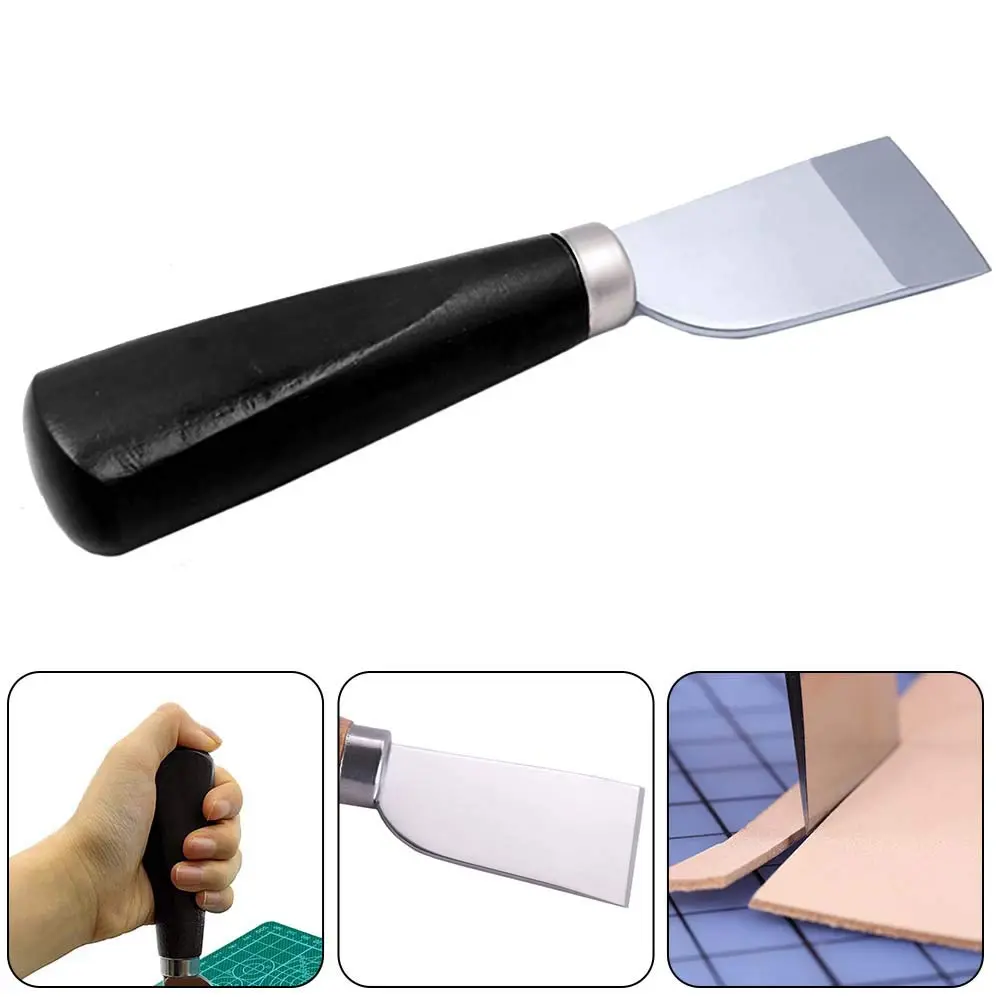 QMNNMA Leather Knife with Wooden Handle | Sharp Leather Cutting & Skiving Tool for Leathercraft - view 5