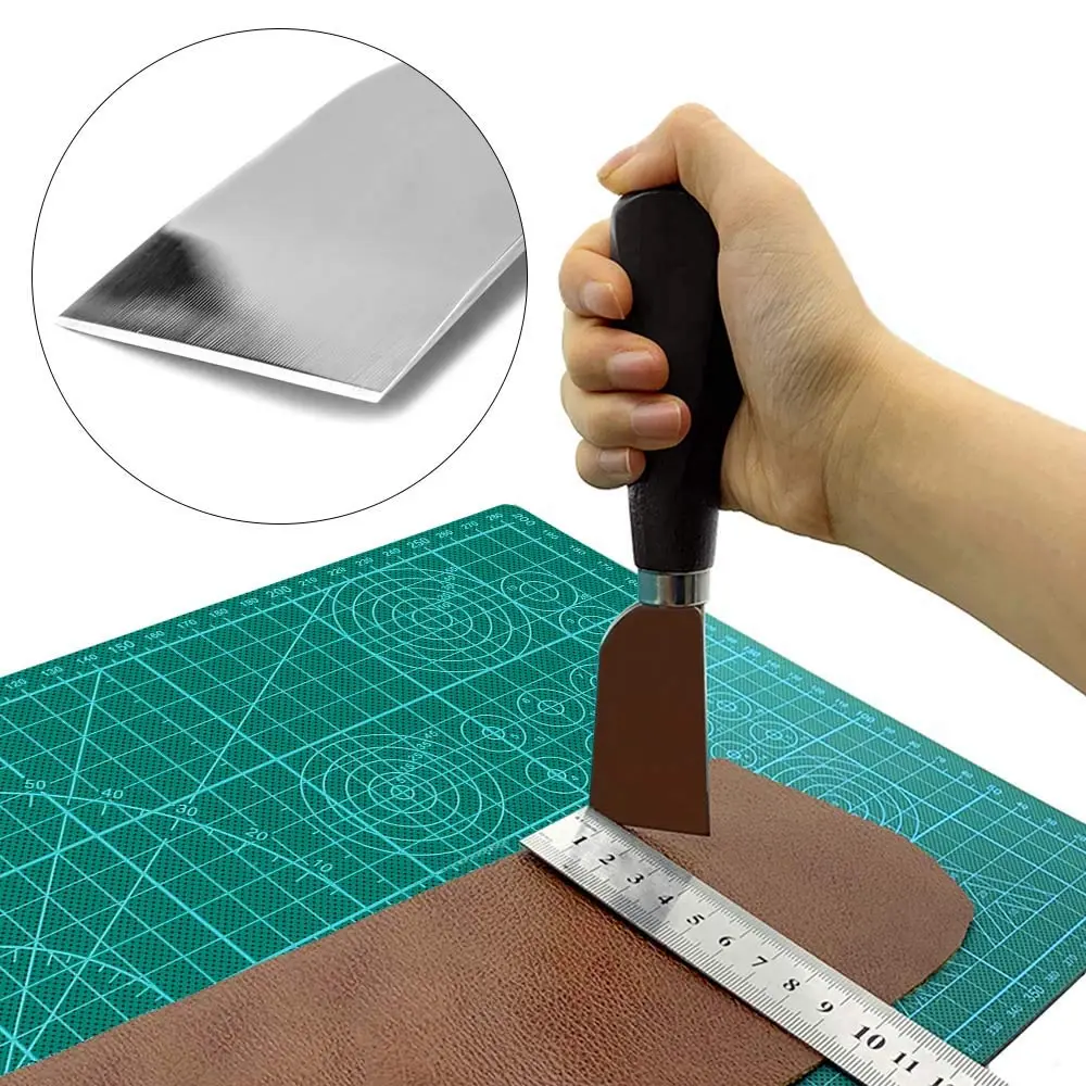 QMNNMA Leather Knife with Wooden Handle | Sharp Leather Cutting & Skiving Tool for Leathercraft - view 2
